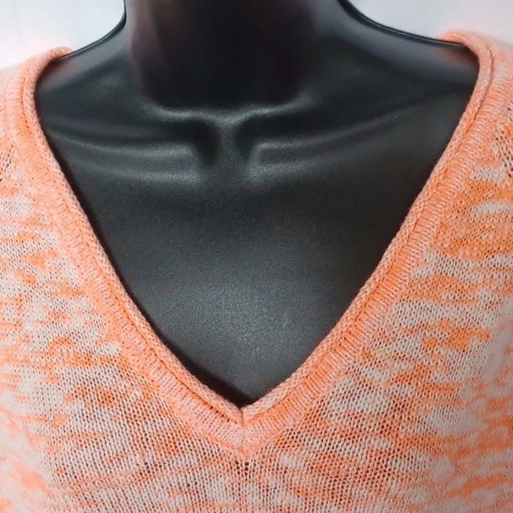 LILLY PULITZER JODY V-NECK SWEATER Orange/white, tassels, M, rolled hem